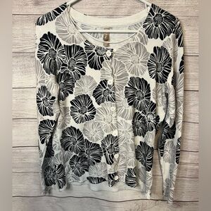 White Stag Black Gray Floral Button-Front Cardigan Women’s Large 12–14